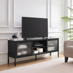Furniturebox Uk Kafe Black Metal Tv Sideboard - thumbnail 1