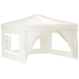 Walplus Folding Party Tent Garden Gazebo Canopy With Sidewalls Cream 3X3 M - thumbnail 2