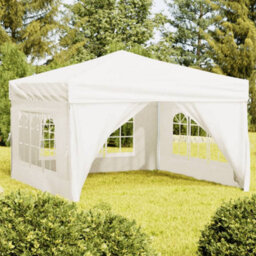 Walplus Folding Party Tent Garden Gazebo Canopy With Sidewalls Cream 3X3 M