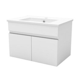 AVER-GROWTH 600mm Bathroom Vanity Unit With Ceramic Basin 2 Doors Wall Hung Matt White Bathroom Cabinet Storage Cupboard Furniture - thumbnail 2