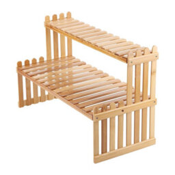 Living And Home 2-Tier Solid Wood Display Rise Plant Display Stands Compact Plant Stand For Desk Or Counter 30Cm (H) - thumbnail 2