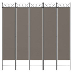 Walplus Anthracite Fabric 5 Panel Room Divider 200 By 200 Centimetres - thumbnail 3