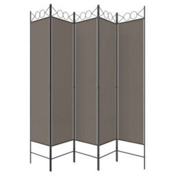 Walplus Anthracite Fabric 5 Panel Room Divider 200 By 200 Centimetres - thumbnail 5