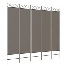 Walplus Anthracite Fabric 5 Panel Room Divider 200 By 200 Centimetres - thumbnail 2