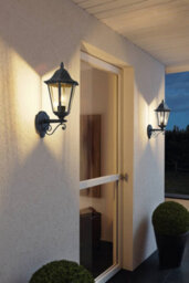 Eglo Navedo Black And Clear Metal And Glass Ip44 Outdoor Wall Light, (D) 20Cm