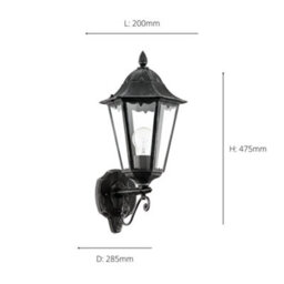Eglo Navedo Black And Clear Metal And Glass Ip44 Outdoor Wall Light, (D) 20Cm - thumbnail 5