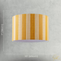 Happy Homewares Shabby Chic Natural Brown Bamboo Lamp Shade With Mustard Ochre Stripes - thumbnail 7
