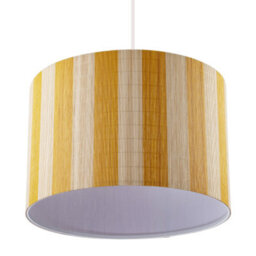 Happy Homewares Shabby Chic Natural Brown Bamboo Lamp Shade With Mustard Ochre Stripes - thumbnail 5