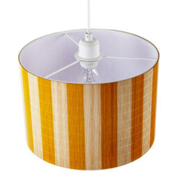 Happy Homewares Shabby Chic Natural Brown Bamboo Lamp Shade With Mustard Ochre Stripes - thumbnail 3