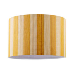 Happy Homewares Shabby Chic Natural Brown Bamboo Lamp Shade With Mustard Ochre Stripes