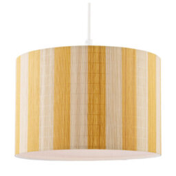 Happy Homewares Shabby Chic Natural Brown Bamboo Lamp Shade With Mustard Ochre Stripes - thumbnail 2