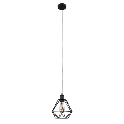 Valuelights Casco Matt Black Ceiling Rose And Flex Lampholder Fitting With Black Wire Shade - image 1