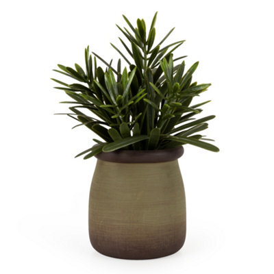 Candlelight Green 17Cm Rosemary Artificial Plant In Green Ceramic Pot - image 1