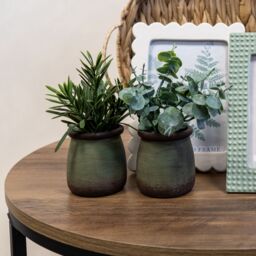 Candlelight Green 17Cm Rosemary Artificial Plant In Green Ceramic Pot - thumbnail 2