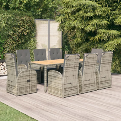 Berkfield 9 Piece Garden Dining Set Grey Poly Rattan&solid Wood Acacia - image 1