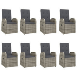 Berkfield 9 Piece Garden Dining Set Grey Poly Rattan&solid Wood Acacia - thumbnail 4