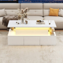 Btm Lift Top Coffee Table With Drawers And Led Lights For Living Room Office - thumbnail 3