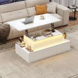Btm Lift Top Coffee Table With Drawers And Led Lights For Living Room Office - thumbnail 2