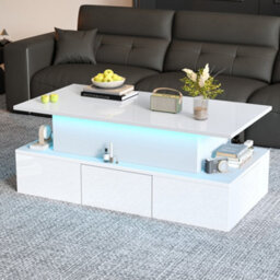 Btm Lift Top Coffee Table With Drawers And Led Lights For Living Room Office - thumbnail 5