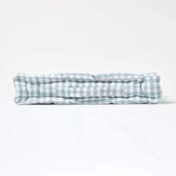 Homescapes Cotton Gingham Check Blue Floor Cushion, 50 X 50 Cm - thumbnail 5