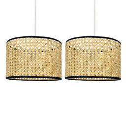 First Choice Lighting Set Of 2 Kona Natural Rattan 25 Cm Easy Fit Pendant Shades - thumbnail 1