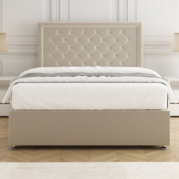 Bsspoke Nova Divan Bed In Cream Plush Velvet 24Inch Headboard & 2 Drawers Same Side No Mattress In Double 3Ft 4Ft 5Ft 6Ft - thumbnail 3