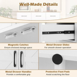 Costway Buffet Cabinet With Drawers 108Cm Long Sideboard Wood Kitchen Cupboard-White - thumbnail 7