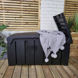 Samuel Alexander 1.15M X 61Cm Large Black Garden Storage Box With 300 Litre Capacity With Padlockable Lid - thumbnail 4