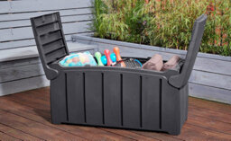 Samuel Alexander 1.15M X 61Cm Large Black Garden Storage Box With 300 Litre Capacity With Padlockable Lid - thumbnail 9