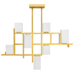 Long Life Lamps Company Modern Ceiling Gold Cluster Pendant Light Square Lamp Shades Frosted Glass H3094 With G9 Led