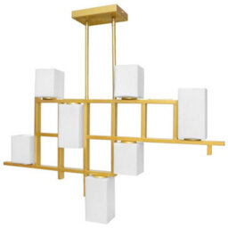 Long Life Lamps Company Modern Ceiling Gold Cluster Pendant Light Square Lamp Shades Frosted Glass H3094 With G9 Led - thumbnail 5