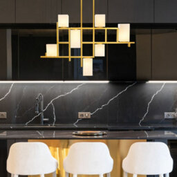 Long Life Lamps Company Modern Ceiling Gold Cluster Pendant Light Square Lamp Shades Frosted Glass H3094 With G9 Led - thumbnail 9