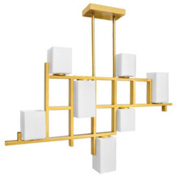 Long Life Lamps Company Modern Ceiling Gold Cluster Pendant Light Square Lamp Shades Frosted Glass H3094 With G9 Led - thumbnail 4
