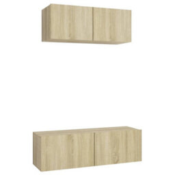 Berkfield 2 Piece Tv Cabinet Set Sonoma Oak Engineered Wood - thumbnail 2