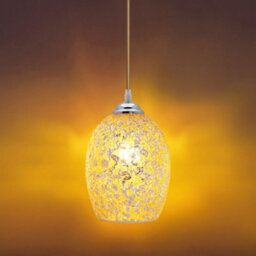 Long Life Lamps Company Vintage Ceiling Crackle Yellow Mosaic Glass Pendant Light K418 - thumbnail 6