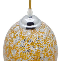 Long Life Lamps Company Vintage Ceiling Crackle Yellow Mosaic Glass Pendant Light K418 - thumbnail 5