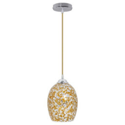 Long Life Lamps Company Vintage Ceiling Crackle Yellow Mosaic Glass Pendant Light K418 - thumbnail 4