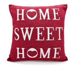 Velosso Home Sweet Home Text Design Cotton Chenille Cushion, Zip Closure, Machine Washable - Red