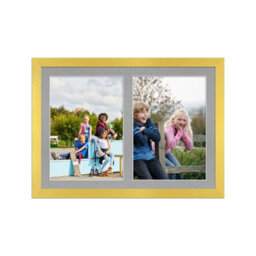 AK Frames 20X14 Gold Modern Multi Photo Frame With Silver Mount - Holds 2 Apertures (2X) A4 Photos