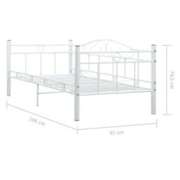 Vidaxl Daybed Frame Without Mattress White Metal 90X200Cm - thumbnail 6