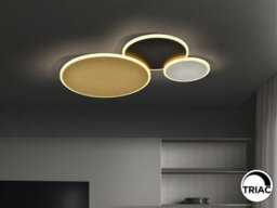 Luminosa Lighting Luminosa Umbra 3 Ring Integrated Led Semi Flush Ceiling Light Gold, Black, White 3000K - Uk Stock - thumbnail 1