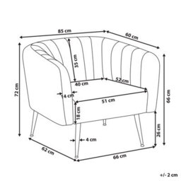 Beliani Armchair Laconia Velvet Light Grey - thumbnail 3
