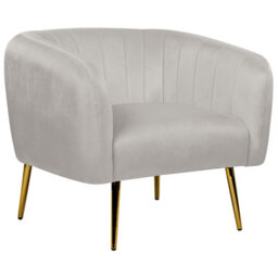 Beliani Armchair Laconia Velvet Light Grey - thumbnail 1