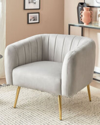 Beliani Armchair Laconia Velvet Light Grey - thumbnail 2
