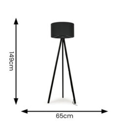 Valuelights Barbro Black Tripod Floor Lamp With Charcoal Drum Shade - thumbnail 8