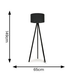 Valuelights Barbro Black Tripod Floor Lamp With Charcoal Drum Shade - thumbnail 9