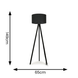 Valuelights Barbro Black Tripod Floor Lamp With Charcoal Drum Shade - thumbnail 4