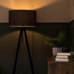 Valuelights Barbro Black Tripod Floor Lamp With Charcoal Drum Shade - thumbnail 6