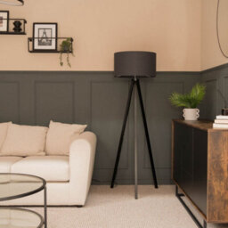 Valuelights Barbro Black Tripod Floor Lamp With Charcoal Drum Shade - thumbnail 5