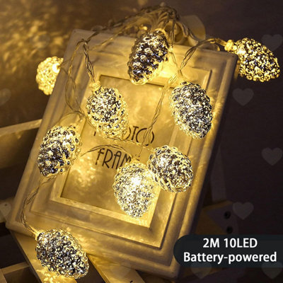 Amorly 2M 10 Led Pine Cone Light String, Battery Operated Simulation Lantern Style Fairy Lights For Creating Christmas Holiday Atmosphere - image 1